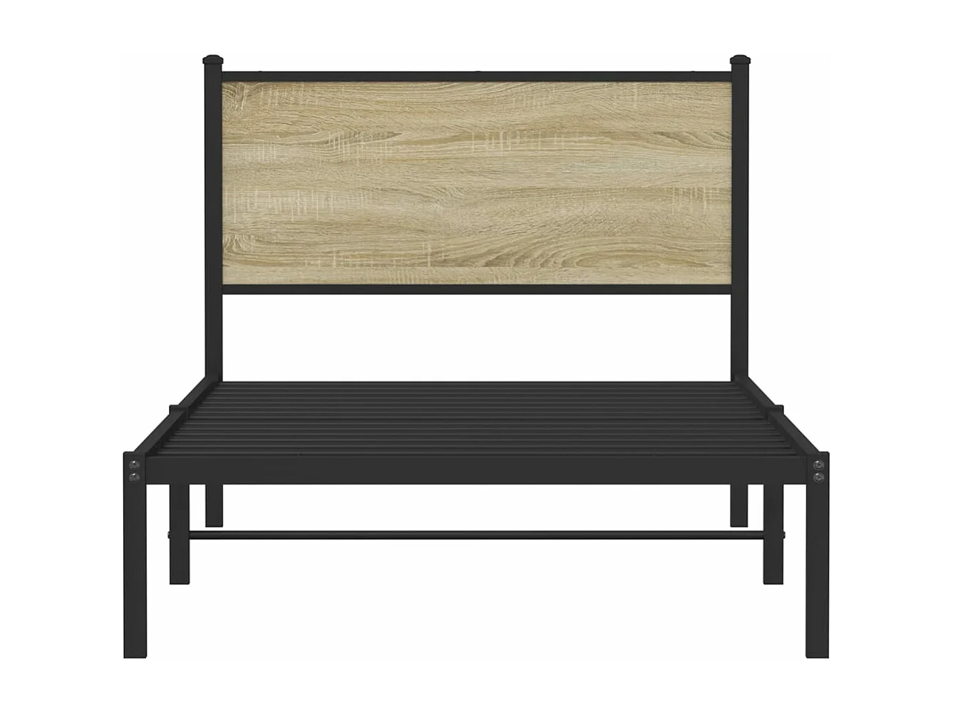 Lit adulte en métal avec tête de lit chêne sonoma 100x200 cm FR452681