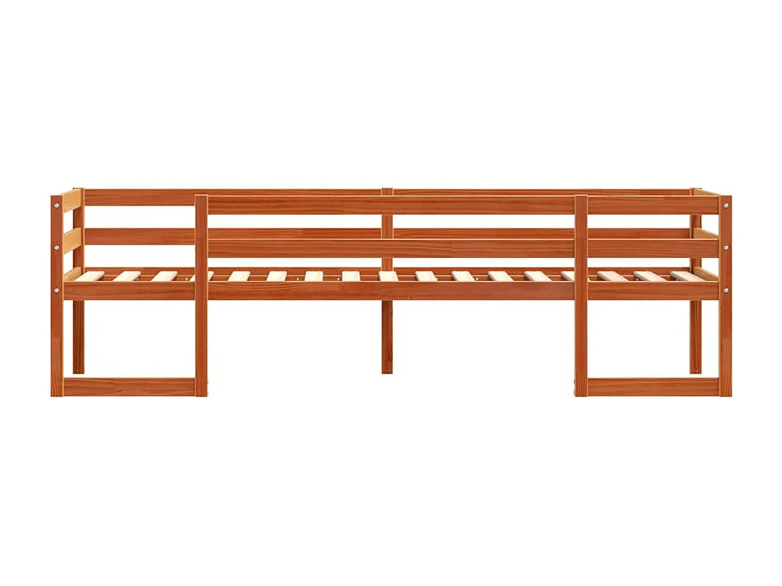 Lit adulte d'enfant marron cire 75x190 cm bois de pin massif FR30042