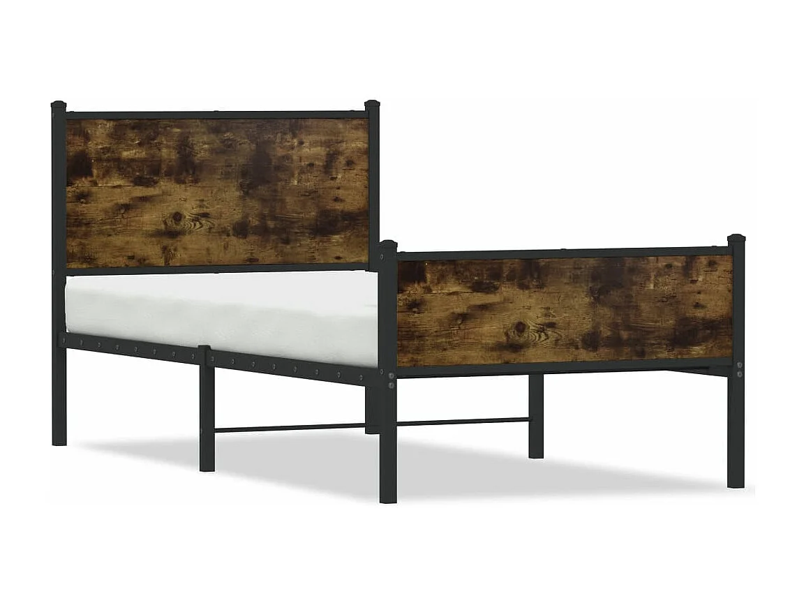 Cama - 90x200 cm, sem colchão metal carvalho fumado PT940714