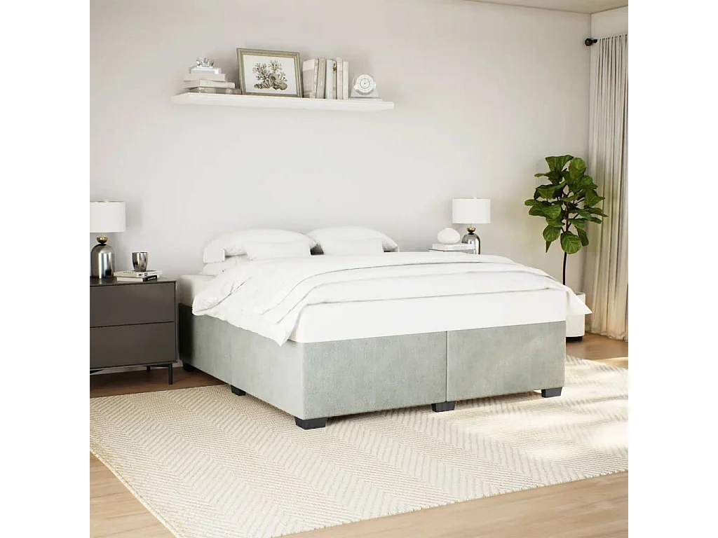 Cama - 180x200 cm veludo cinzento-claro PT112823