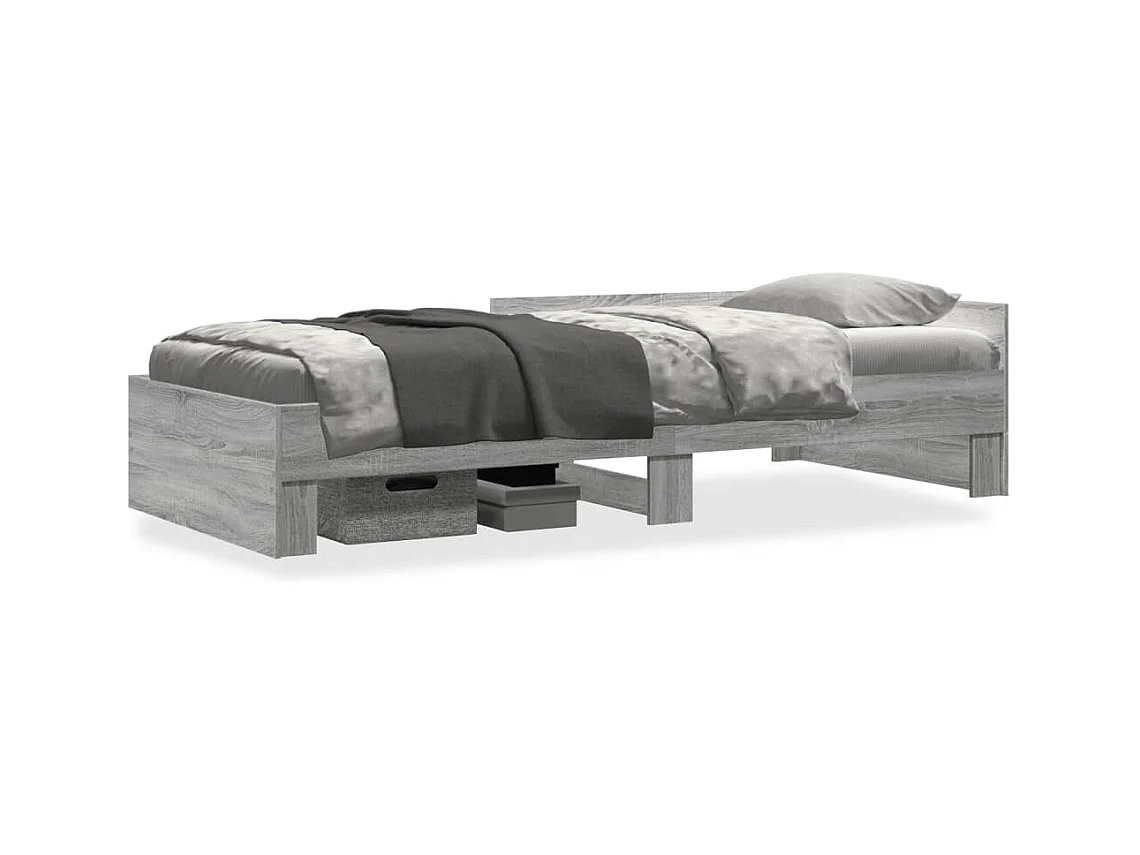 Lit adulte sonoma gris 100x200 cm bois d'ingénierie FR36801