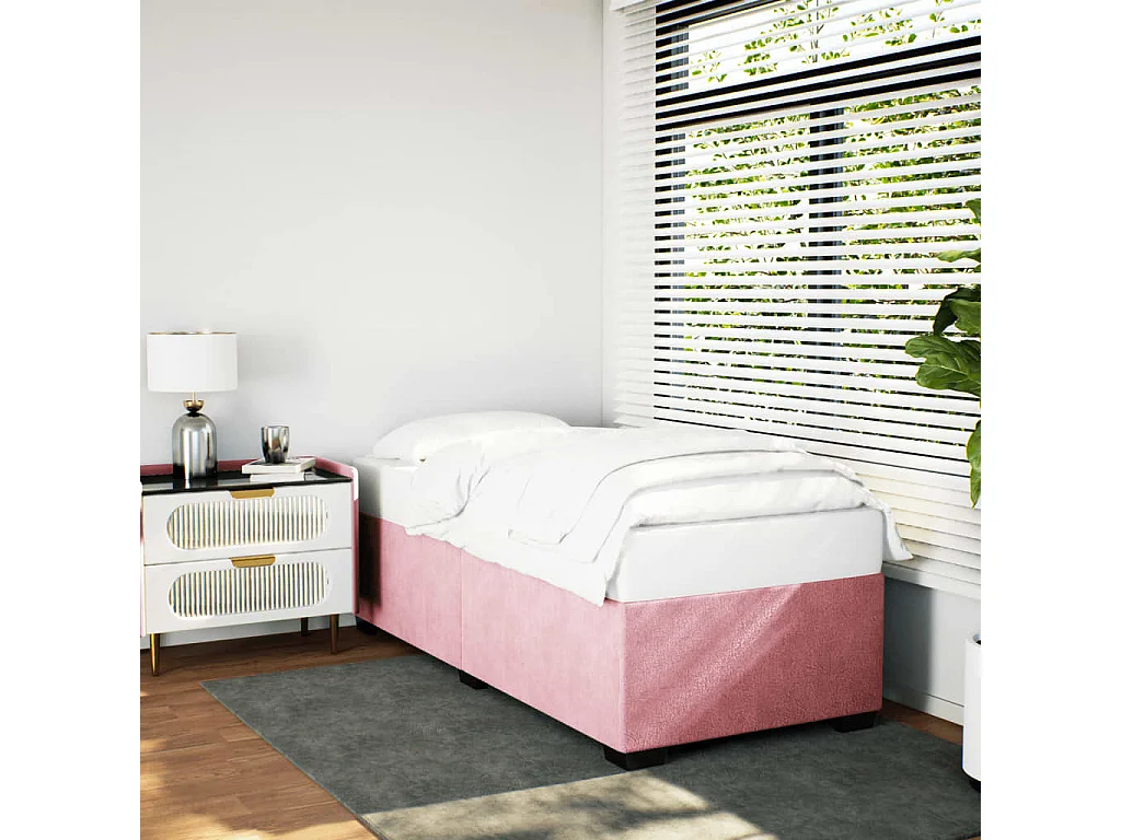 Lit adulte Rose 90x190 cm Velours FR92164