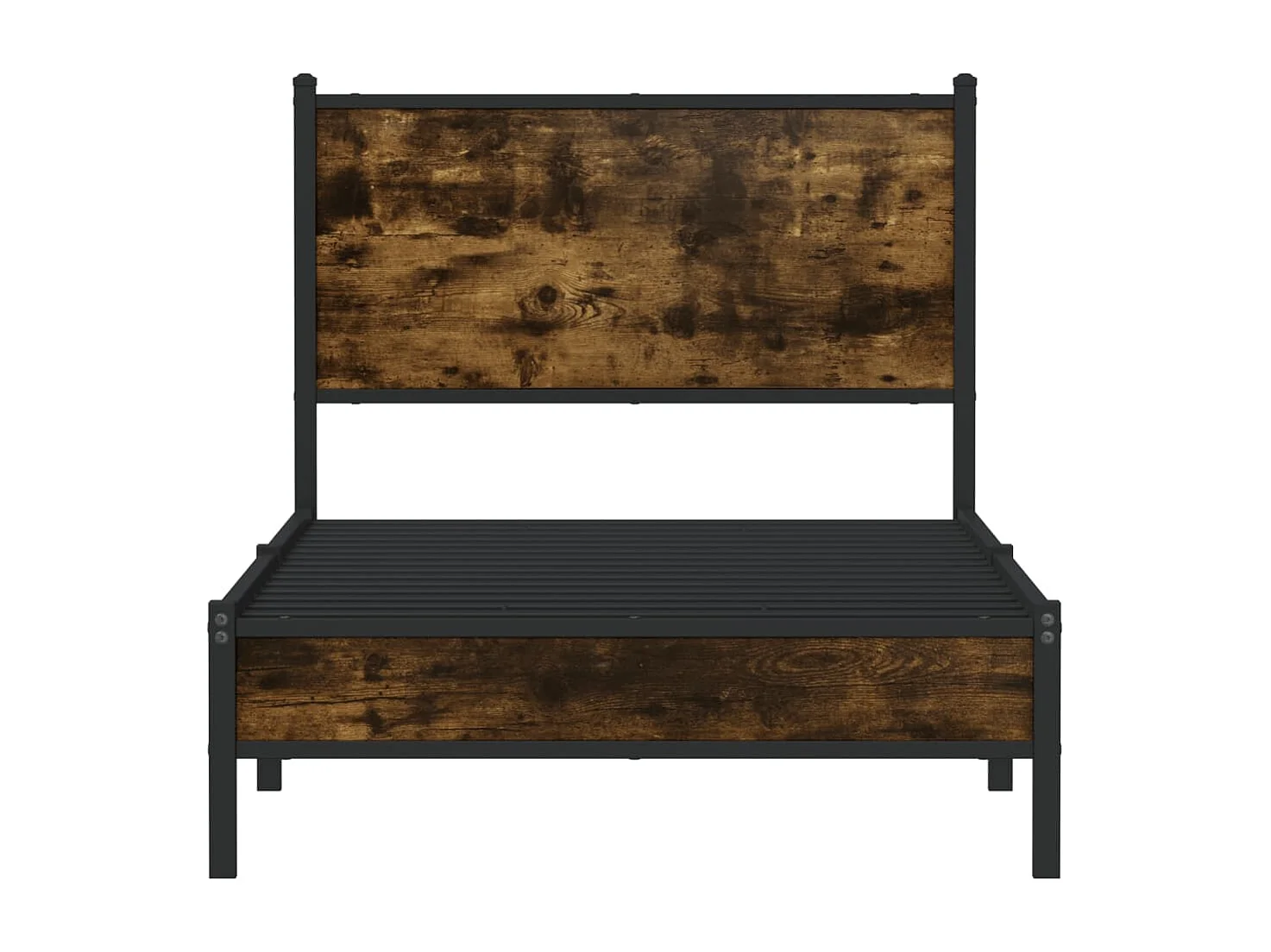 Lit adulte en métal avec tête de lit chêne fumé 80x200 cm FR361600