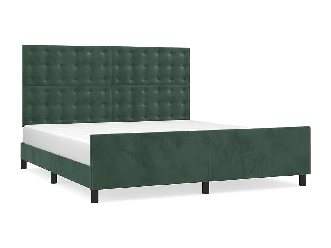 Lit adulte avec tête de lit Vert foncé 180x200 cm Velours FR315831