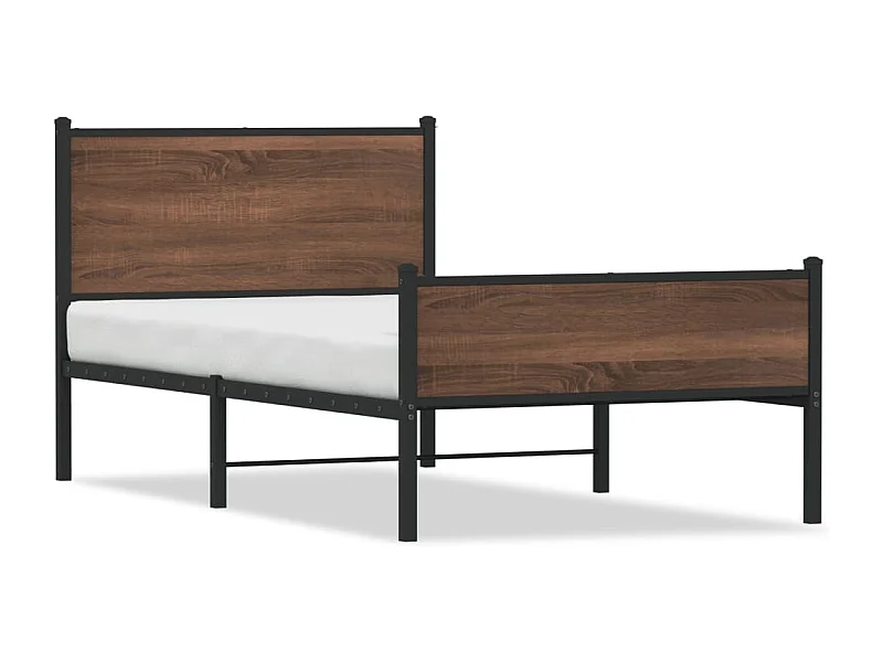 Bedframe hoofd- en voeteneinde metaal bruin eiken 100x200 cm BE826487