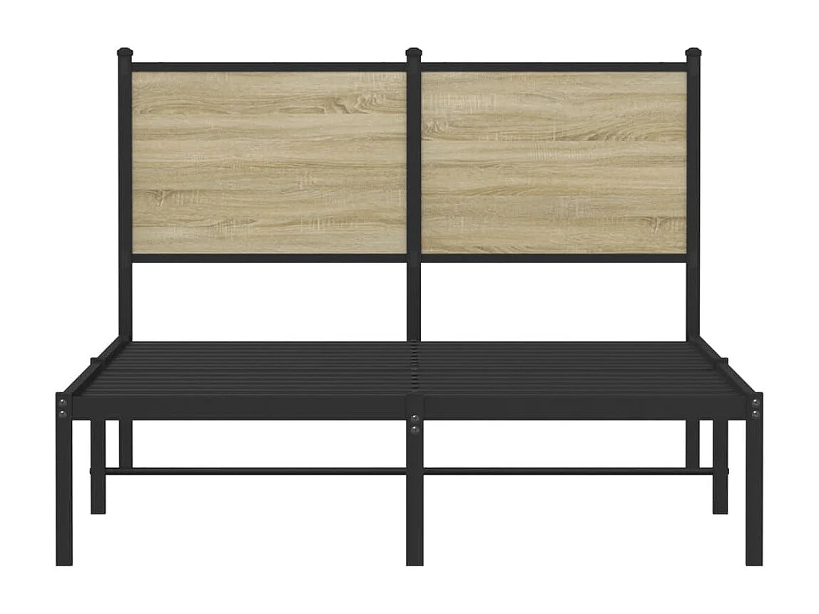 Lit adulte en métal avec tête de lit chêne sonoma 120x200 cm FR819773