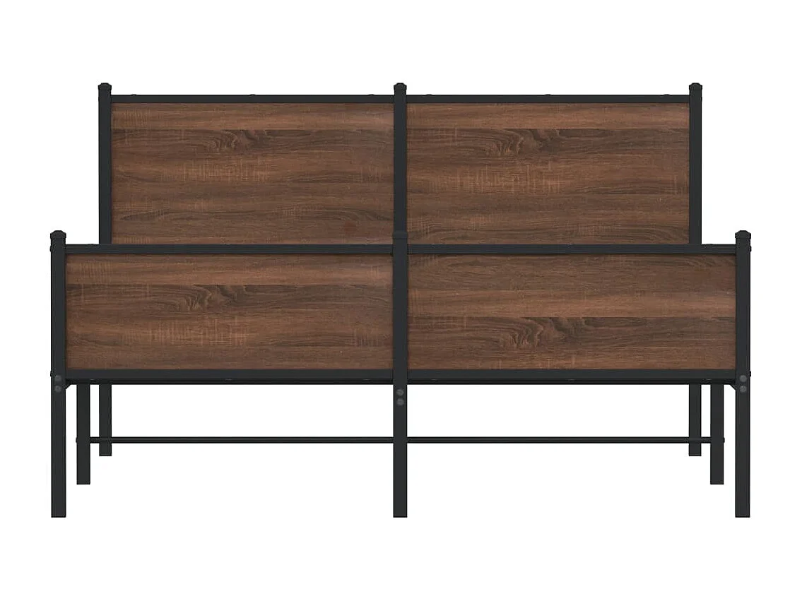 Bedframe hoofd- en voeteneinde metaal bruin eiken 137x190 cm BE235173