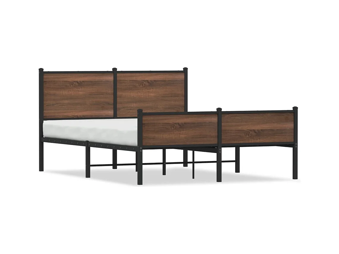 Lit adulte métal avec tête de lit et pied de lit 137x190 cm FR233405