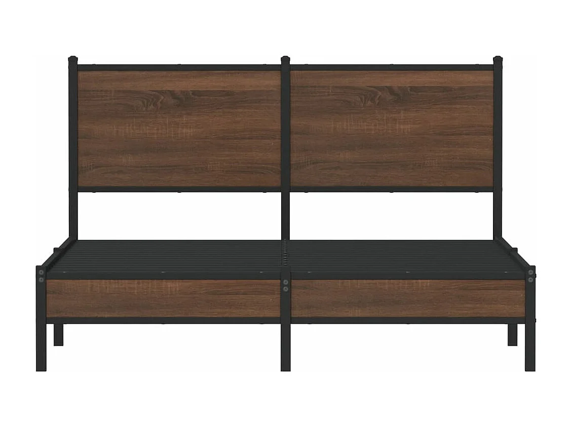 Lit adulte en métal avec tête de lit chêne marron 140x200 cm FR218418