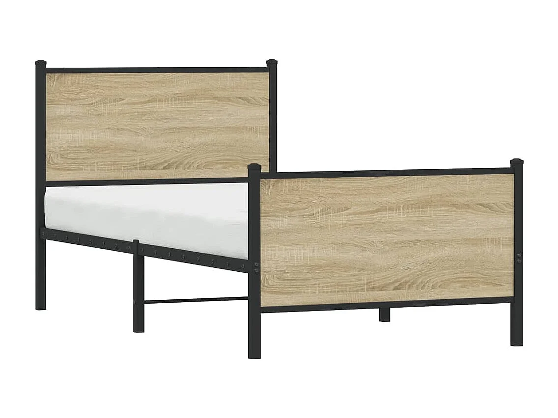 Lit adulte métal avec tête de lit et pied de lit 80x200 cm FR211006