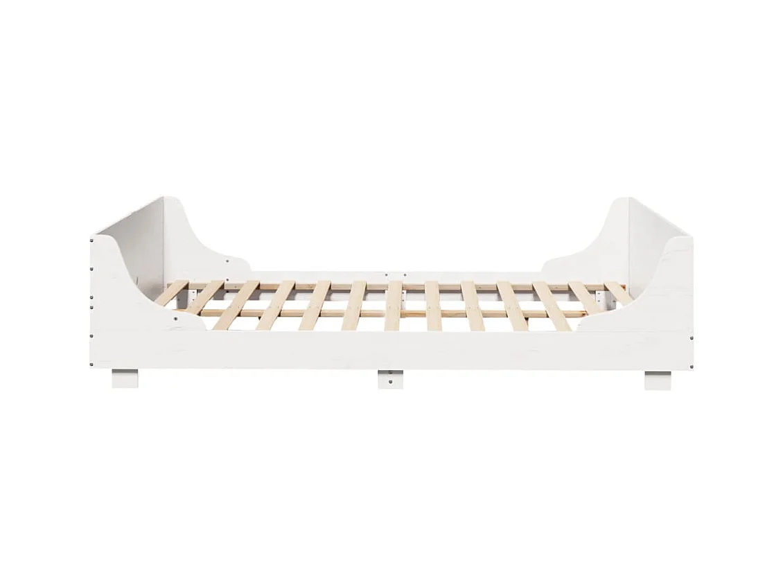 Lit adulte avec tête de lit blanc 120x200 cm bois pin massif FR233353