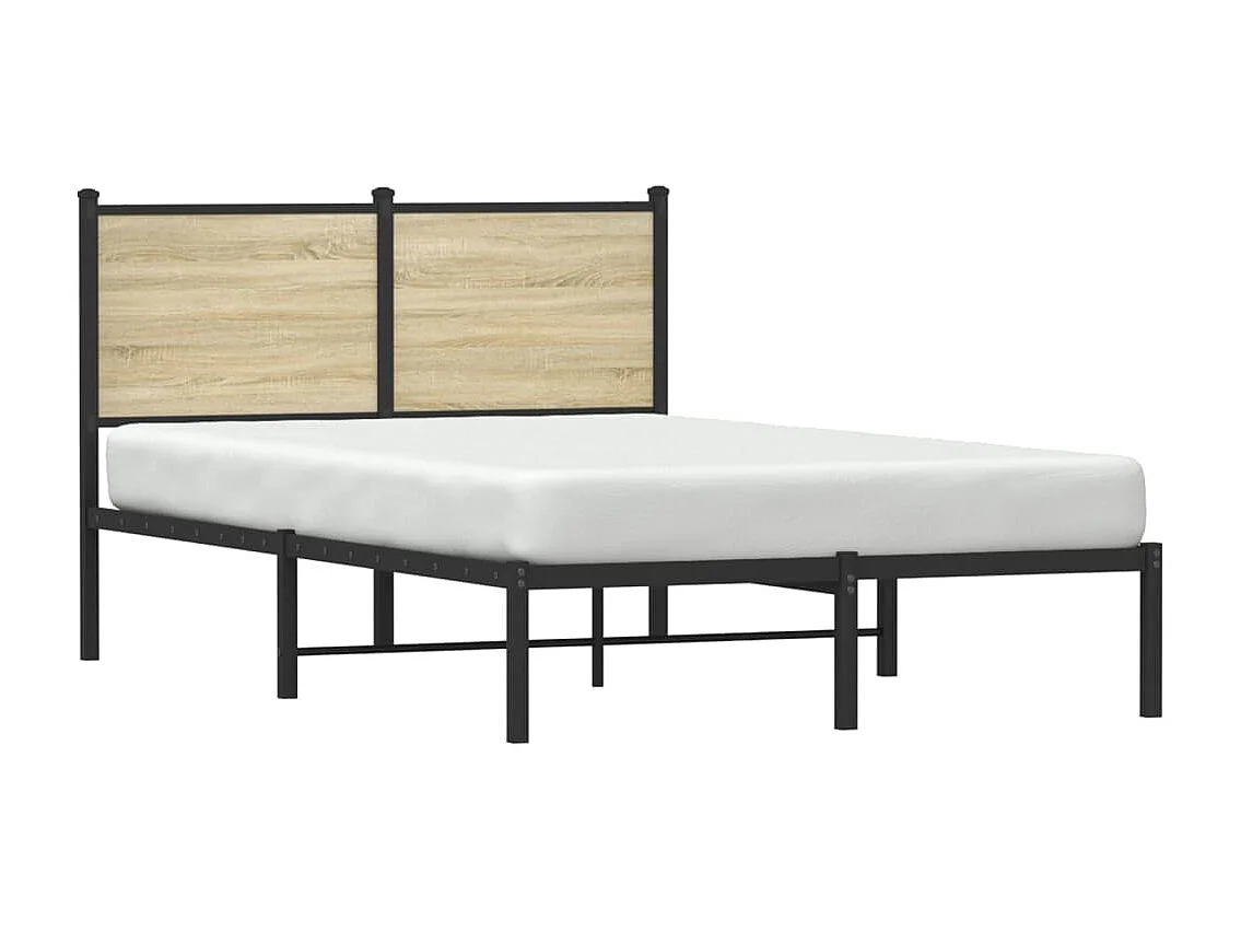Lit adulte en métal avec tête de lit chêne sonoma 120x190 cm FR309531