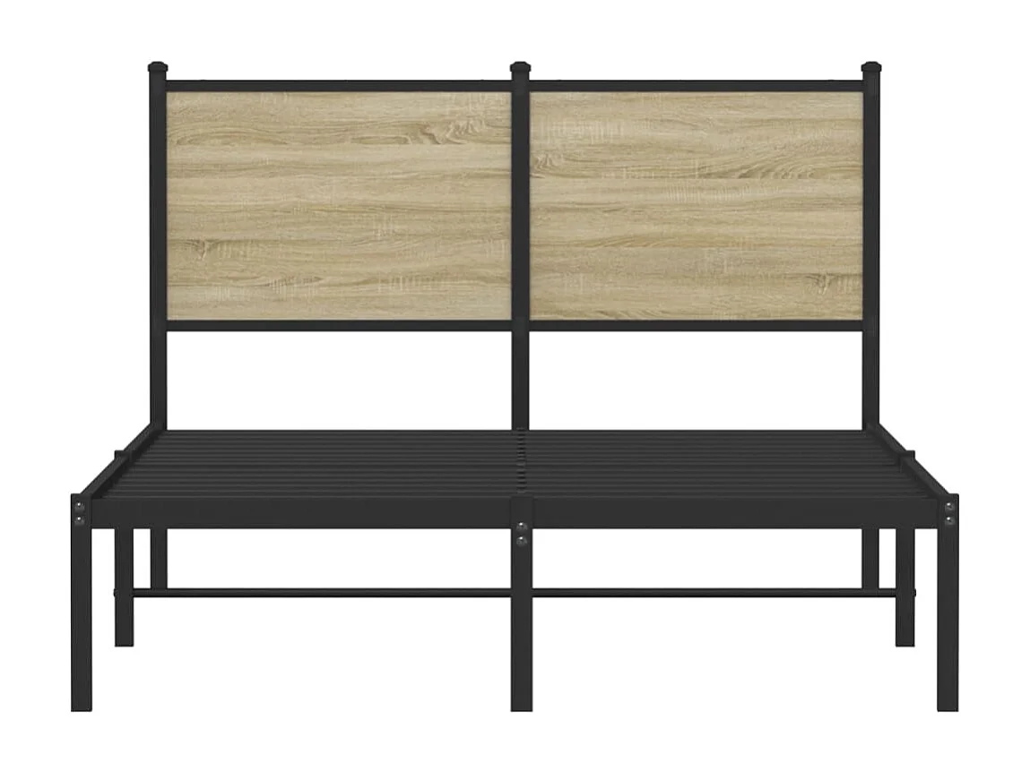 Lit adulte en métal avec tête de lit chêne sonoma 120x190 cm FR309531