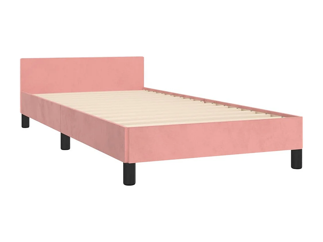 Lit adulte avec tête de lit Rose 90x190 cm Velours FR703824