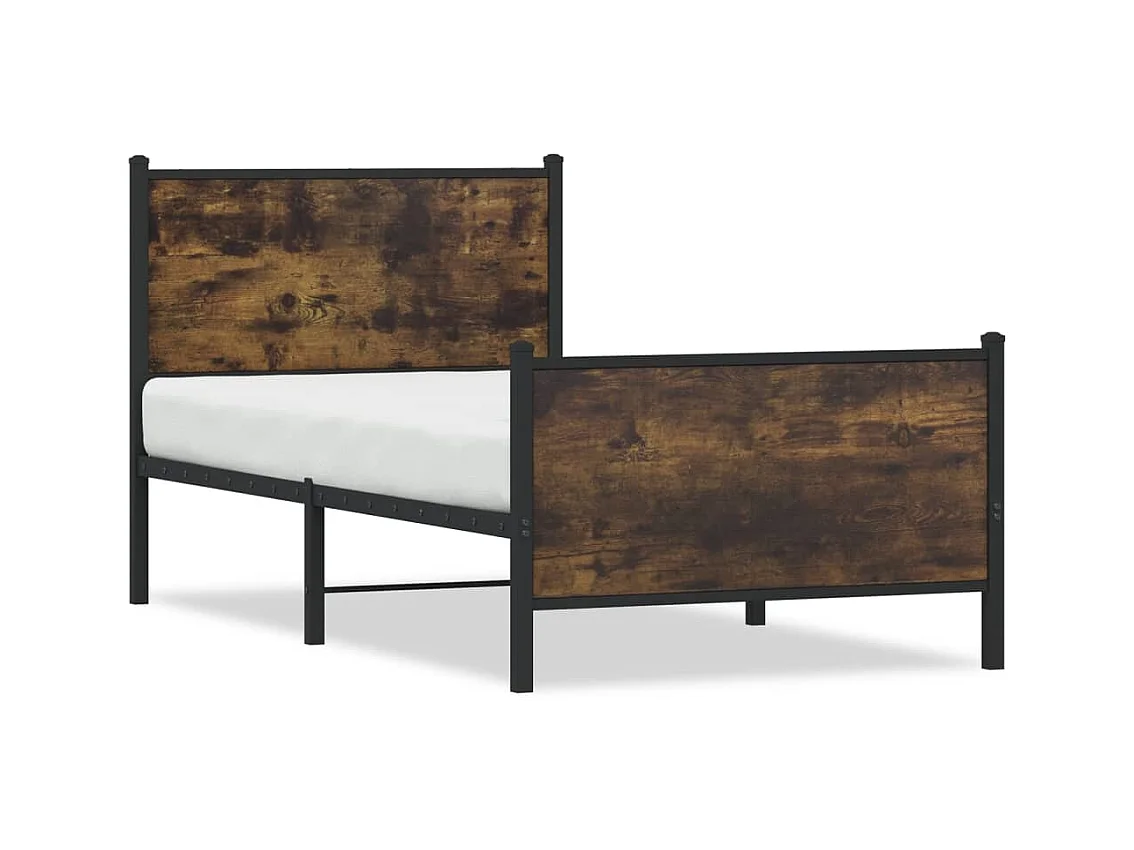 Lit adulte métal avec tête de lit et pied de lit 80x200 cm FR607590