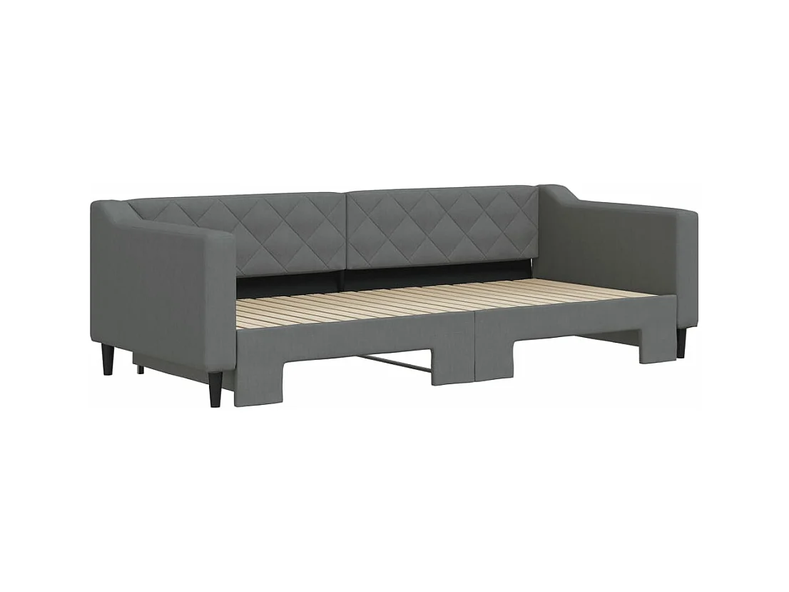 Slaapbank met onderschuifbed 90x200 cm stof donkergrijs BE918354