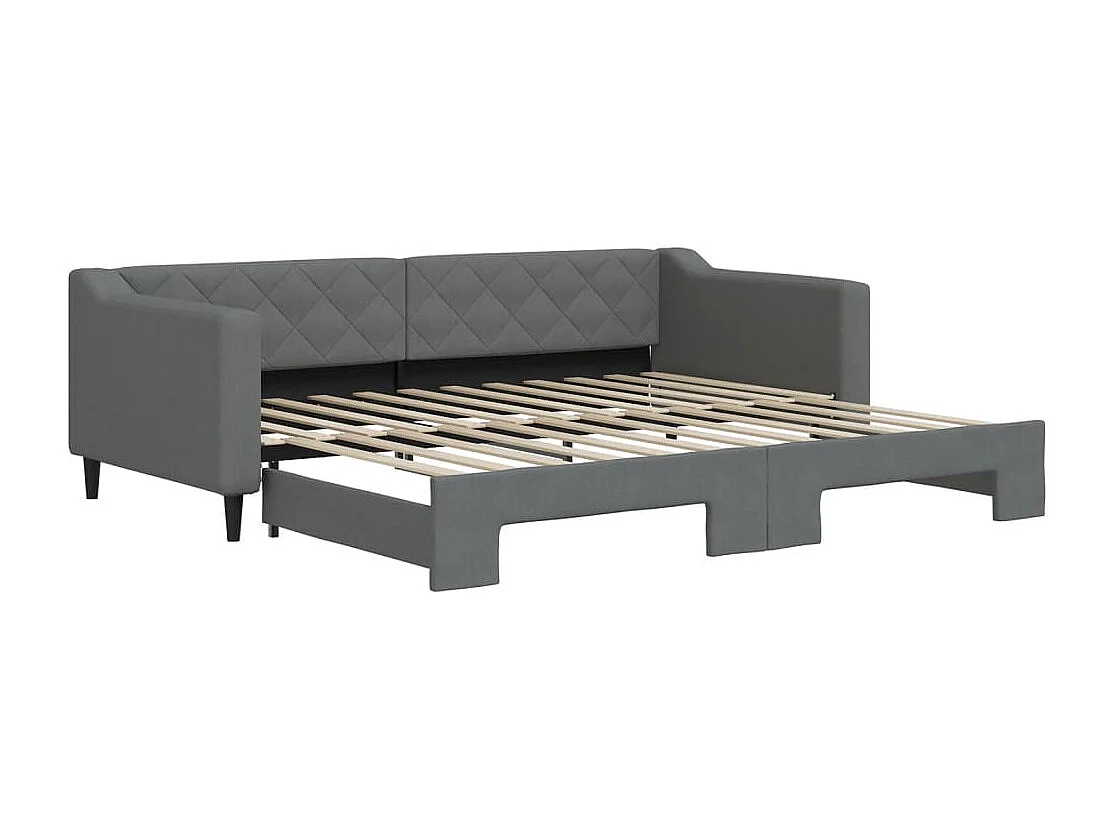 Slaapbank met onderschuifbed 90x200 cm stof donkergrijs BE918354