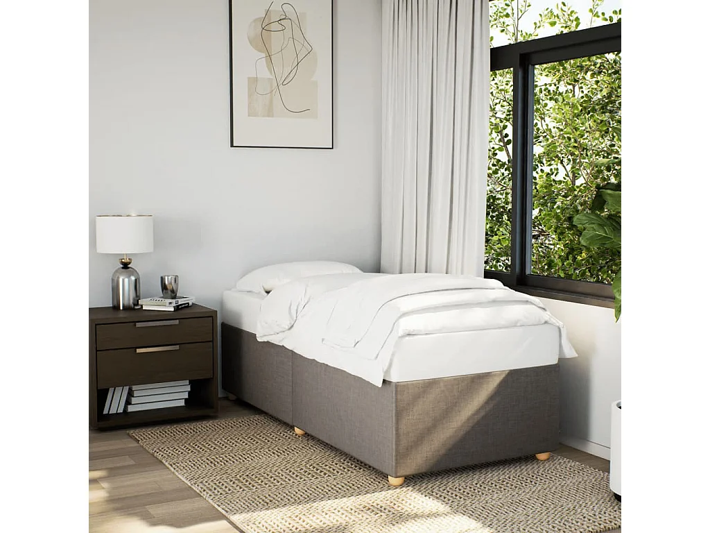 Lit adulte Taupe 90x200 cm Tissu FR62070