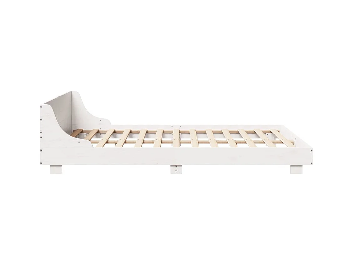 Lit adulte avec tête de lit blanc 150x200 cm bois pin massif FR185270