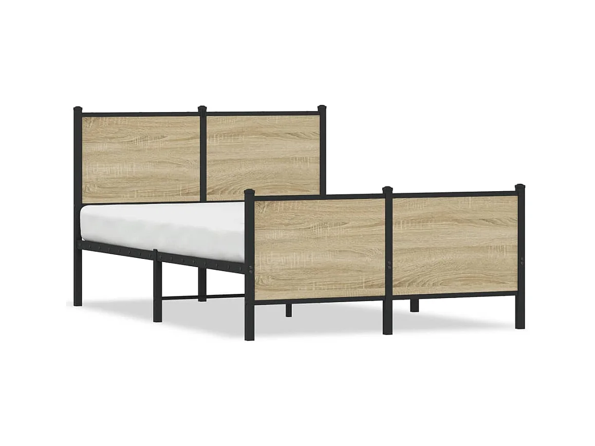 Lit adulte métal avec tête de lit et pied de lit 120x200 cm FR126243