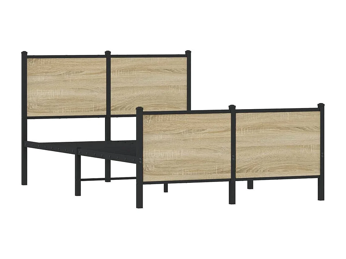 Bedframe hoofd- en voeteneinde metaal sonoma eiken 120x200 cm BE704006
