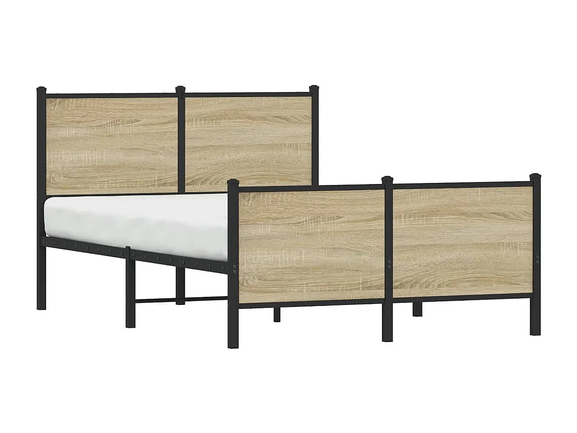 Bedframe hoofd- en voeteneinde metaal sonoma eiken 120x200 cm BE704006