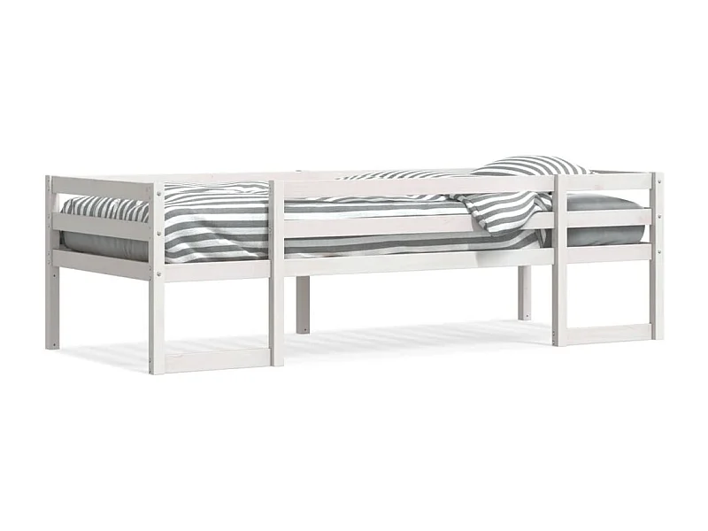 Lit adulte pour enfants blanc 90x200 cm bois de pin massif FR74249