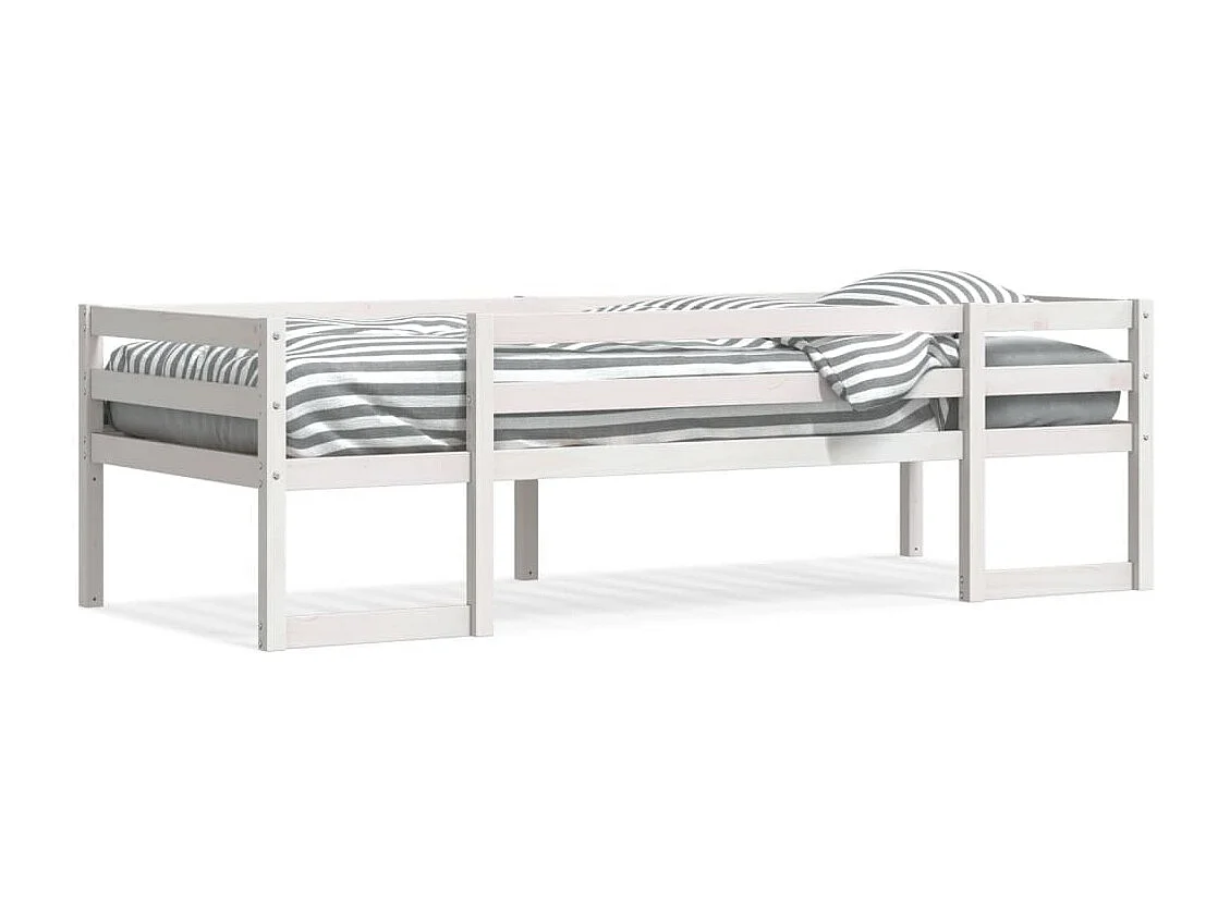 Lit adulte pour enfants blanc 90x200 cm bois de pin massif FR74249