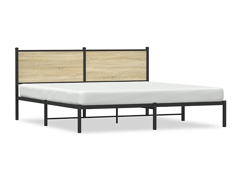 Bedframe met hoofdbord metaal sonoma eikenkleurig 160x200 cm BE292335
