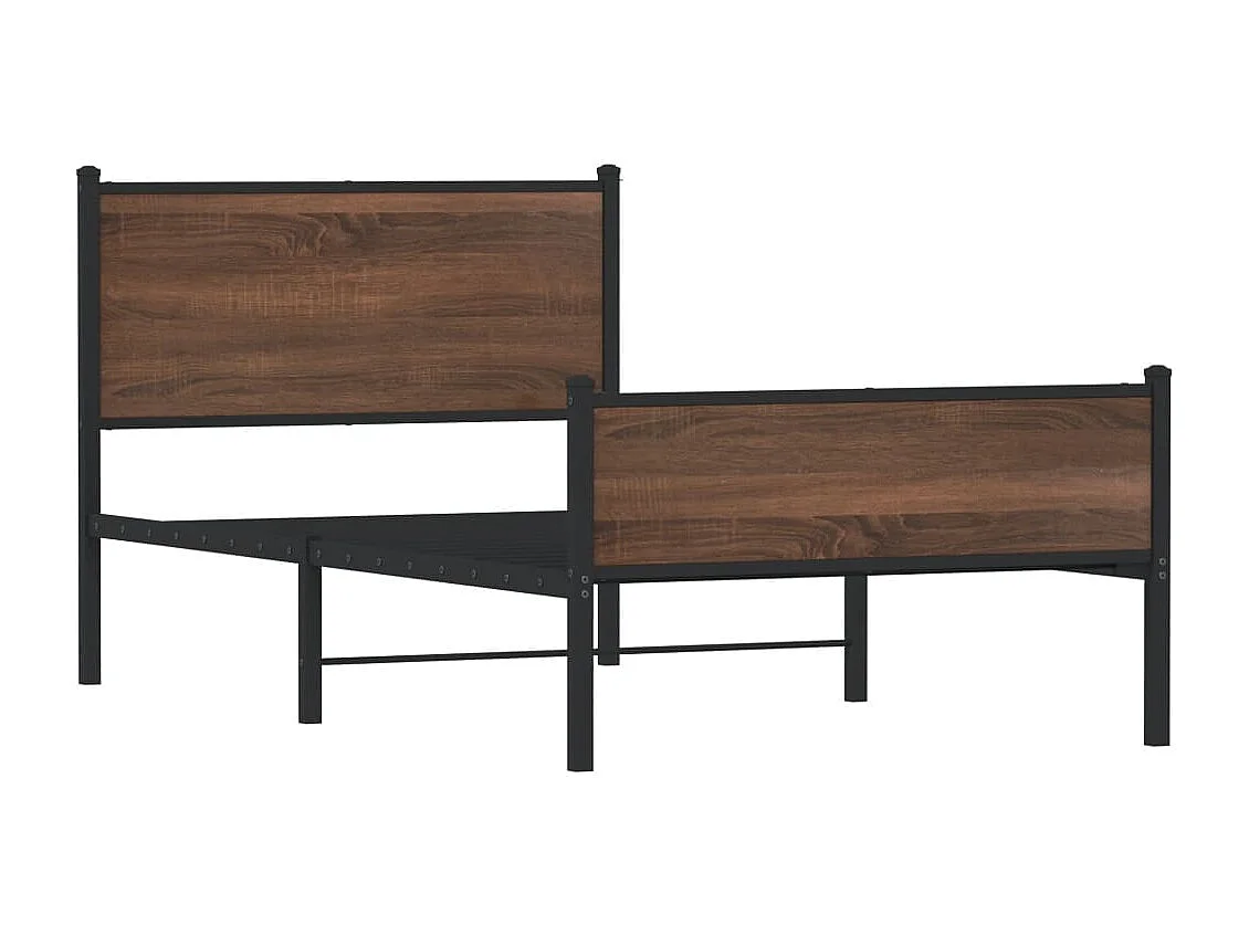 Cama con cabecero y pie de cama metal marrón roble 100x190 cm ES934420