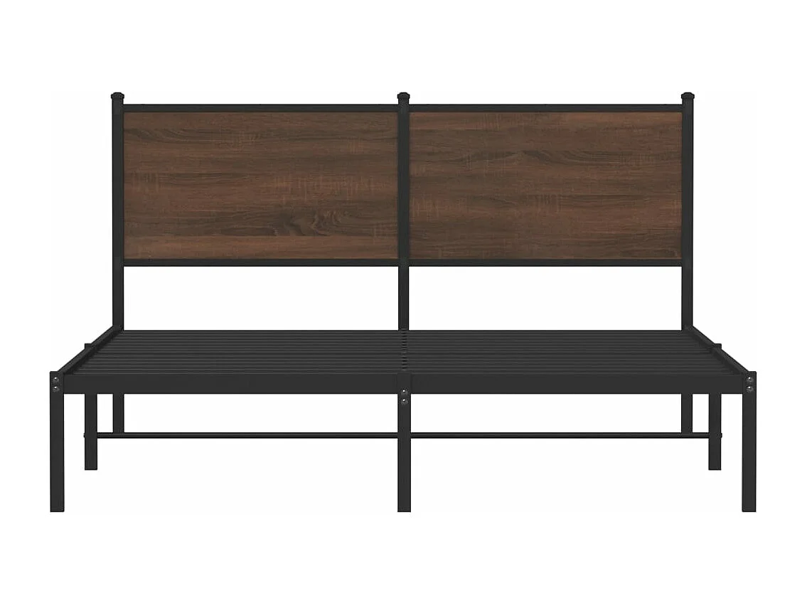 Lit adulte en métal avec tête de lit chêne marron 140x200 cm FR346146