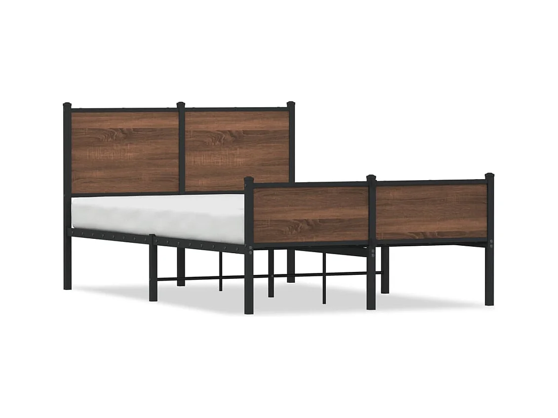 Bedframe hoofd- en voeteneinde metaal bruin eiken 120x190 cm BE887205
