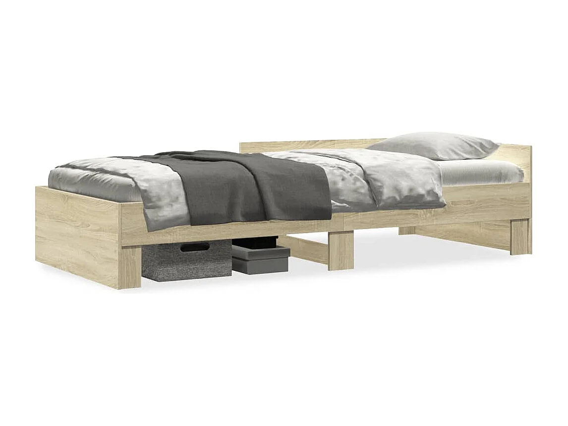 Bedframe bewerkt hout sonoma eikenkleurig 90x200 cm BE251703