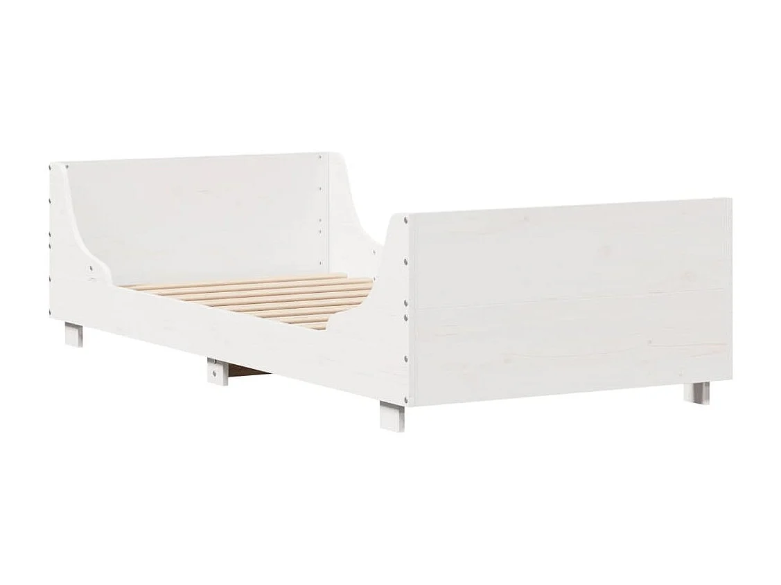 Lit adulte et tête de lit blanc 100x200 cm bois de pin massif FR596355