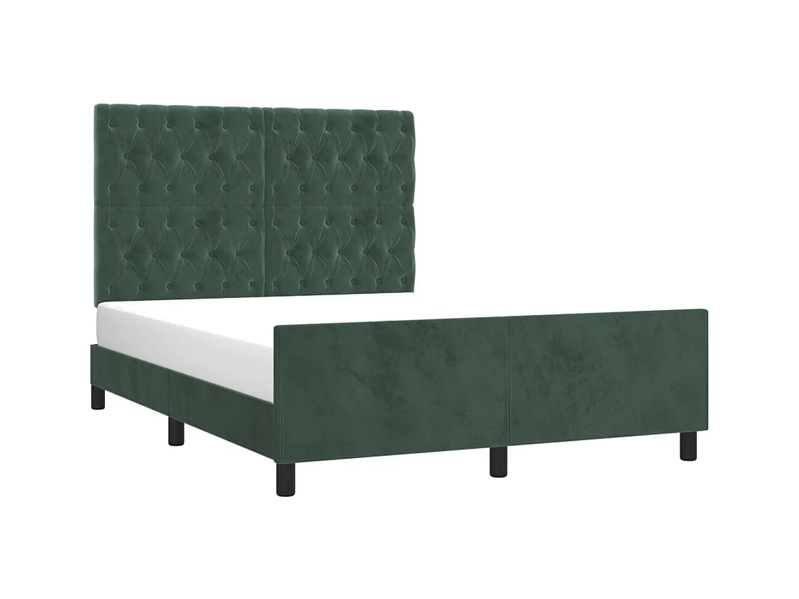 Lit adulte avec tête de lit Vert foncé 140x200 cm Velours FR369688