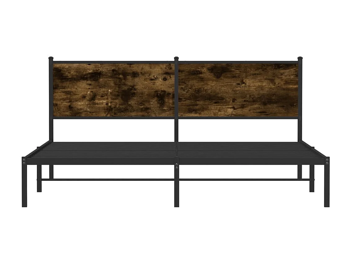 Lit adulte en métal avec tête de lit chêne fumé 160x200 cm FR285043