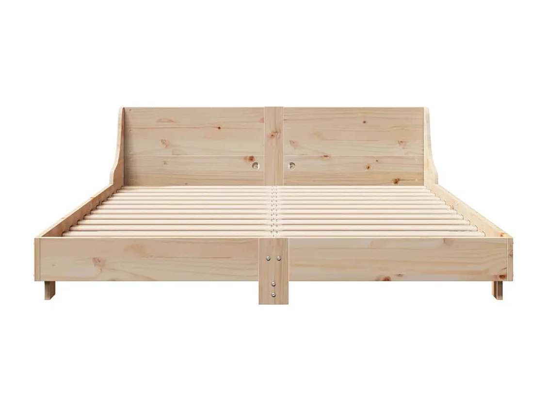 Lit adulte avec tête de lit 140x200 cm bois de pin massif FR400753