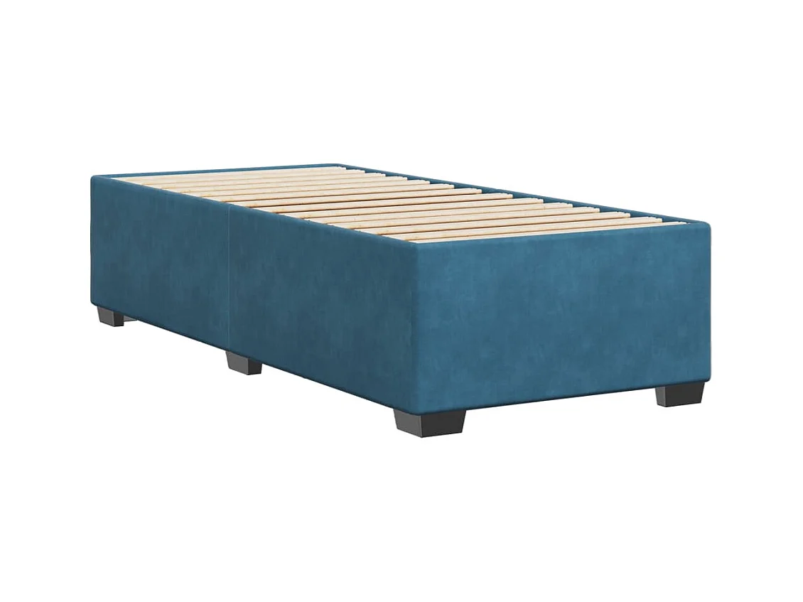 Lit adulte bleu 90x190 cm velours FR12745