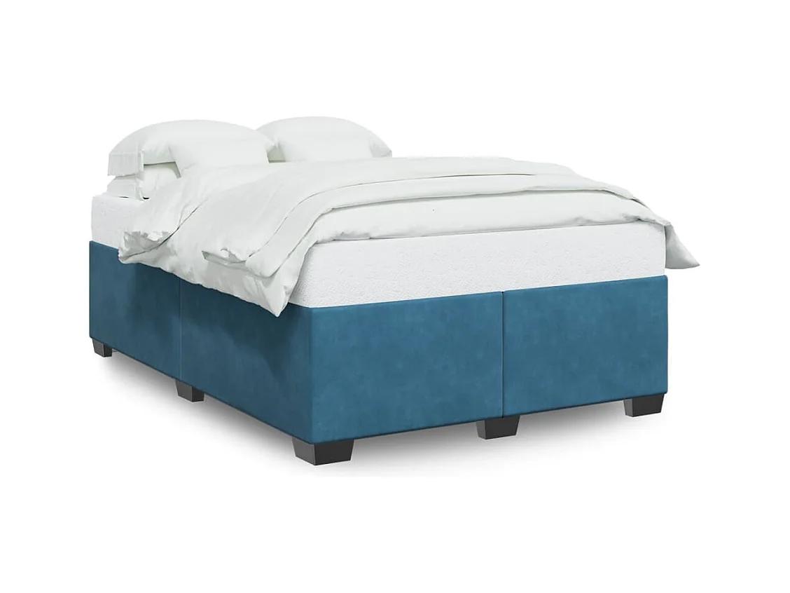 Lit adulte bleu 140x190 cm velours FR60785