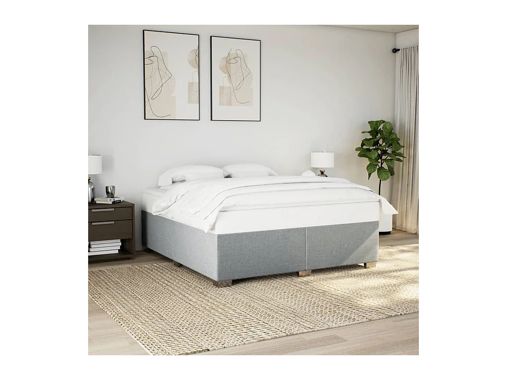 Lit adulte Gris clair 200x200 cm Tissu FR95435
