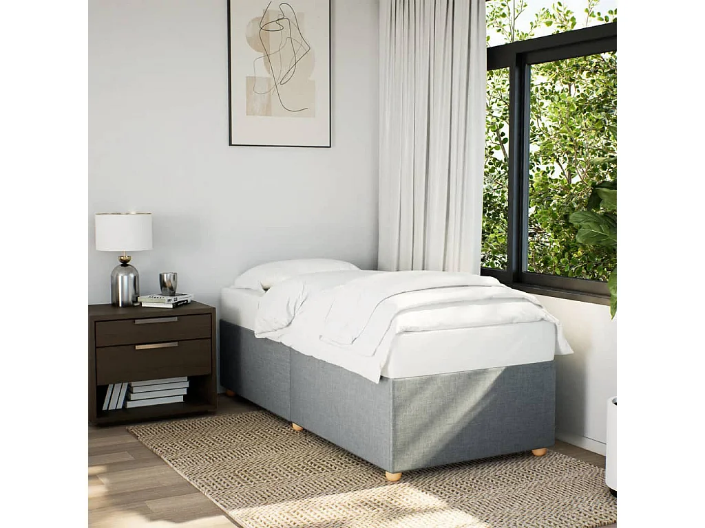 Cama para adulto - de tela gris claro 90x200 cm ES214515