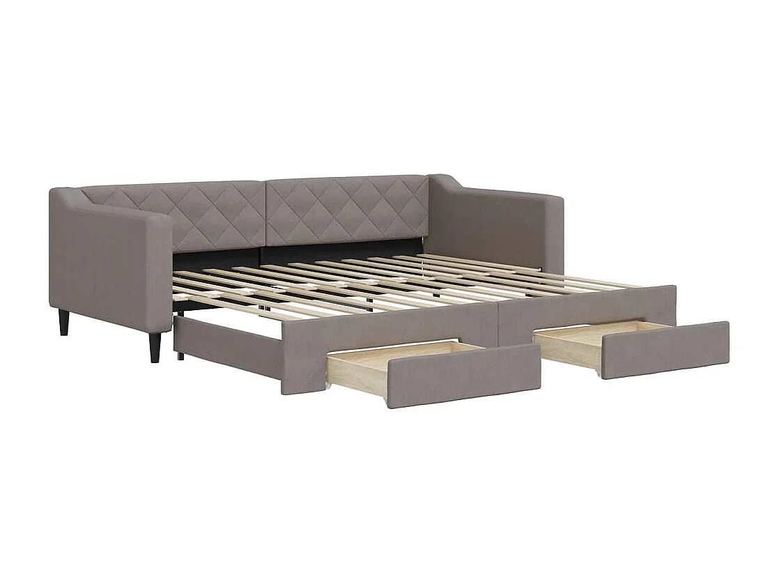 Sofá-cama c/ gavetão/gavetas 90x200 cm tecido cinza-acastanhado PT311242