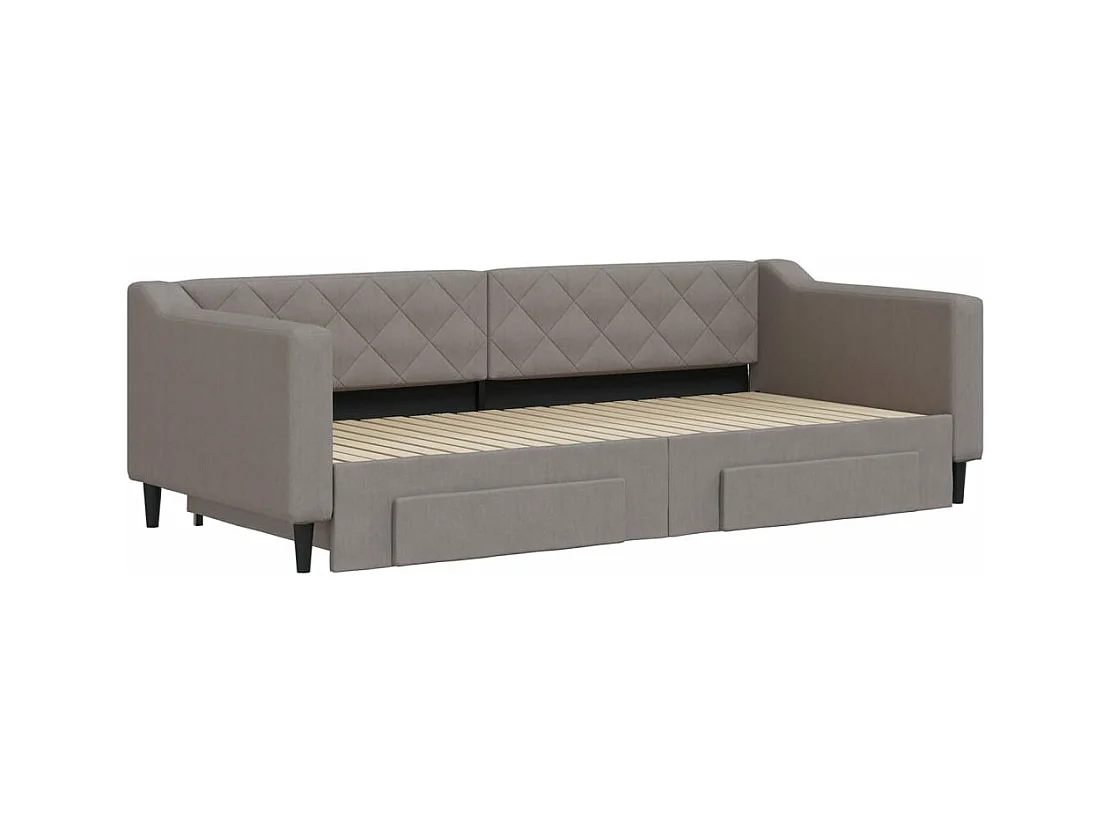 Lit gigogne - 90x200 cm et tiroirs taupe tissu FR21412