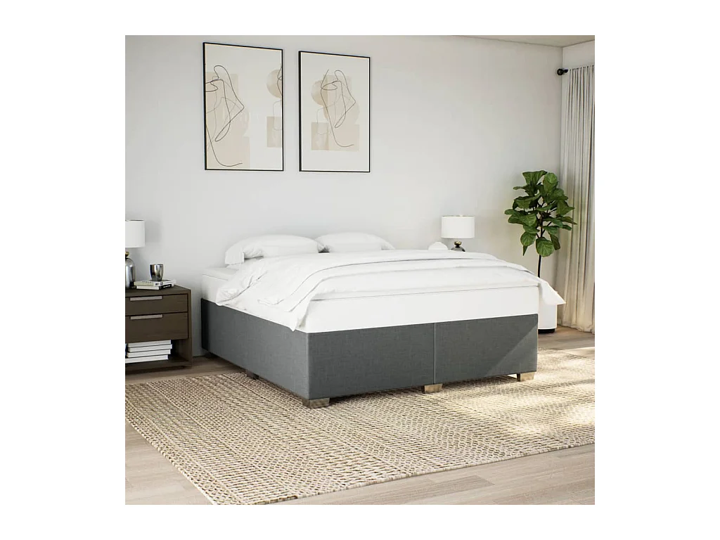 Lit adulte Gris foncé 200 x 200 cm Tissu FR49287
