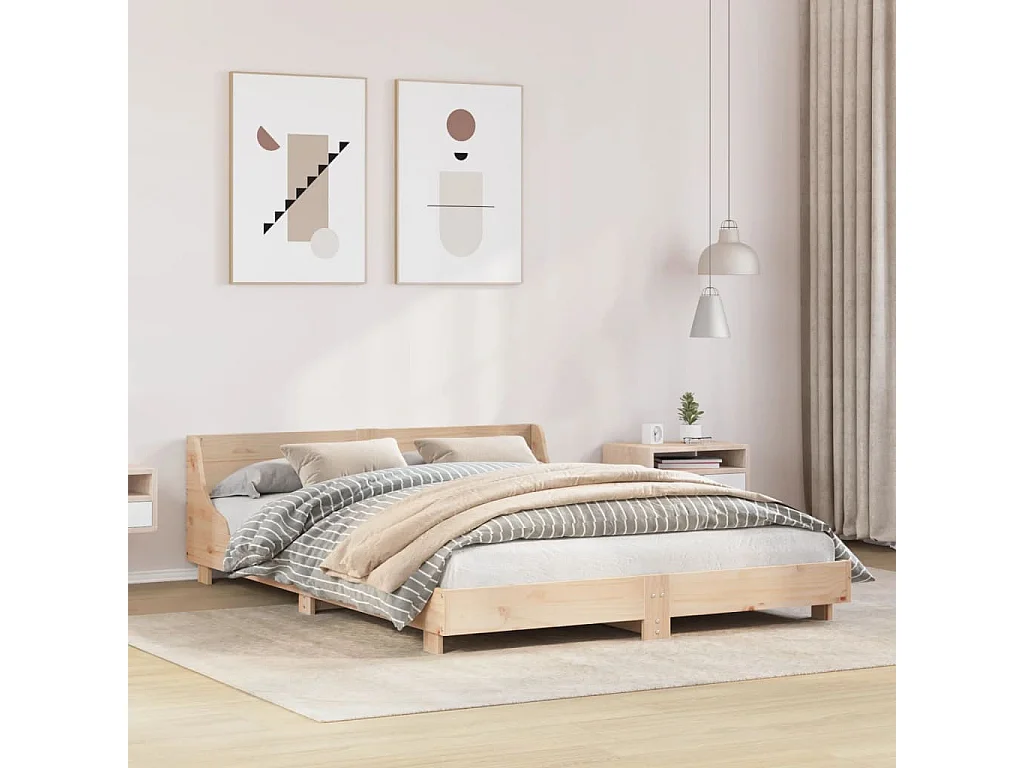 Cama para adulto - sin colchón madera maciza de pino 140x190 cm ES787319