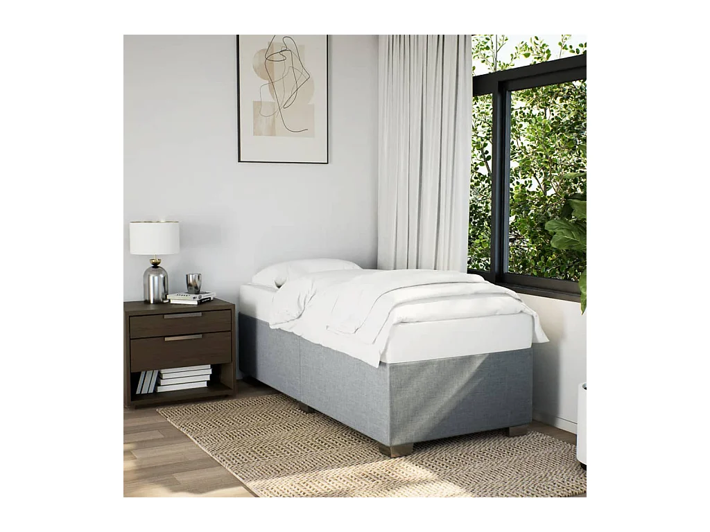 Lit adulte Gris clair 90x200 cm Tissu FR55362