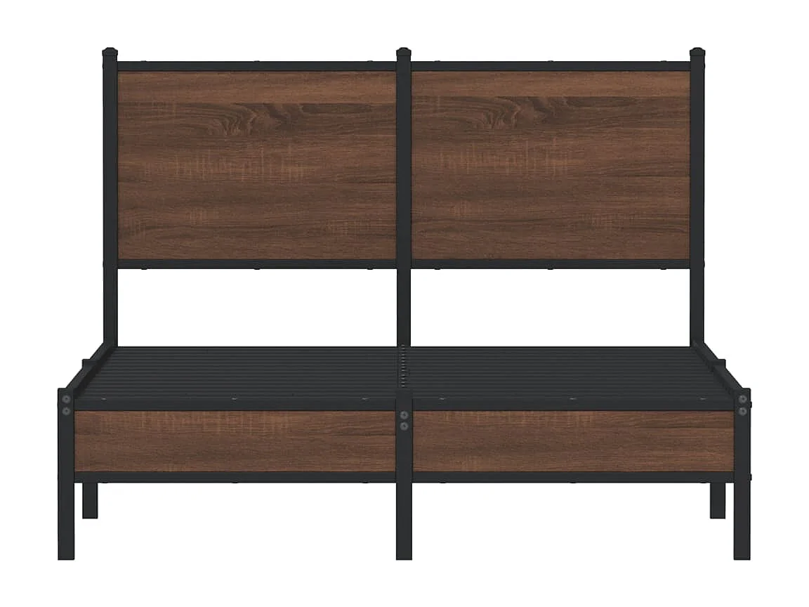 Lit adulte en métal avec tête de lit chêne marron 120x190 cm FR441438