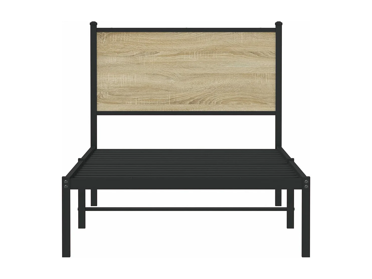 Lit adulte en métal avec tête de lit chêne sonoma 90x200 cm FR842111