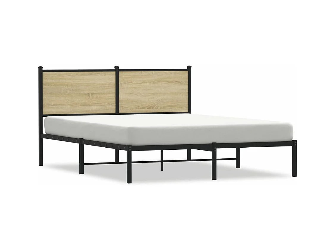 Lit adulte en métal avec tête de lit chêne sonoma 140x200 cm FR390943