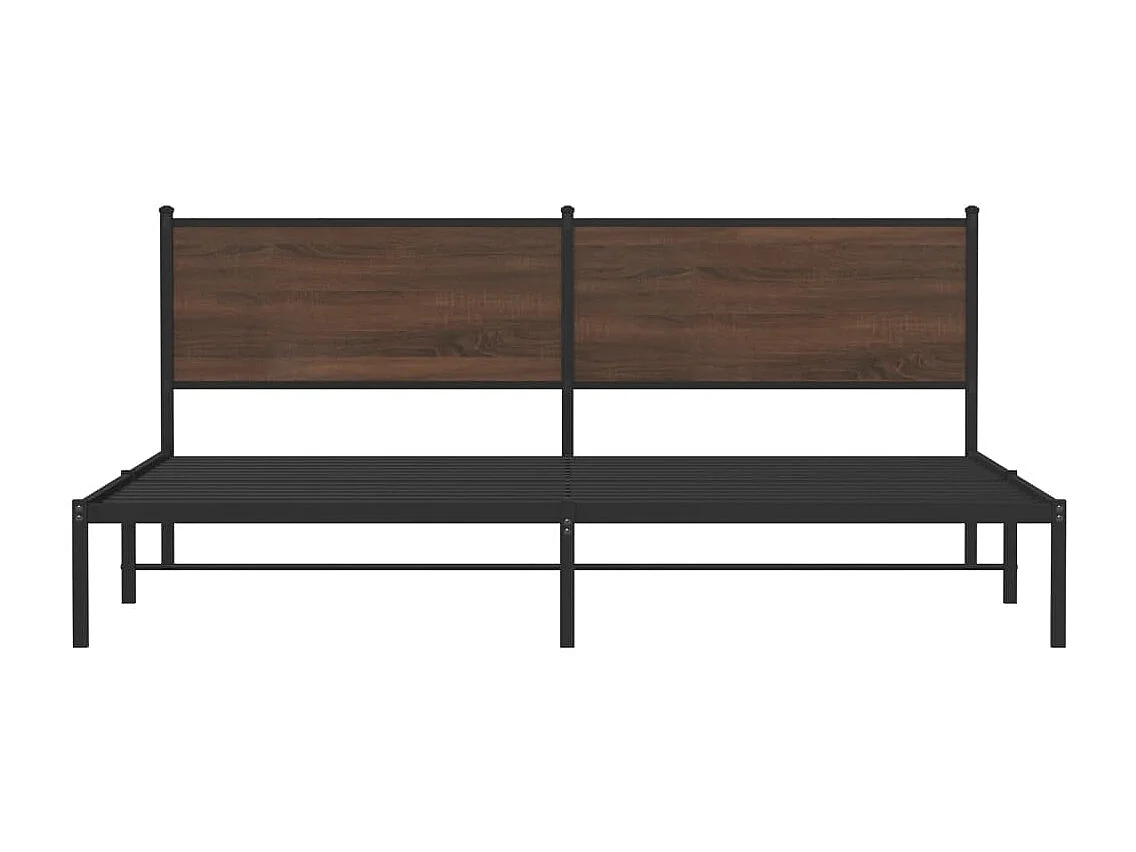 Lit adulte en métal avec tête de lit chêne marron 193x203 cm FR113841